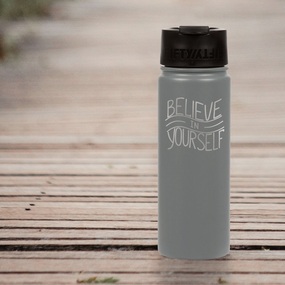 20 oz custom water bottle with motivational phrase