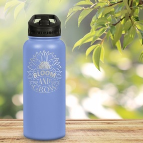 34 oz custom water bottle with gardening theme