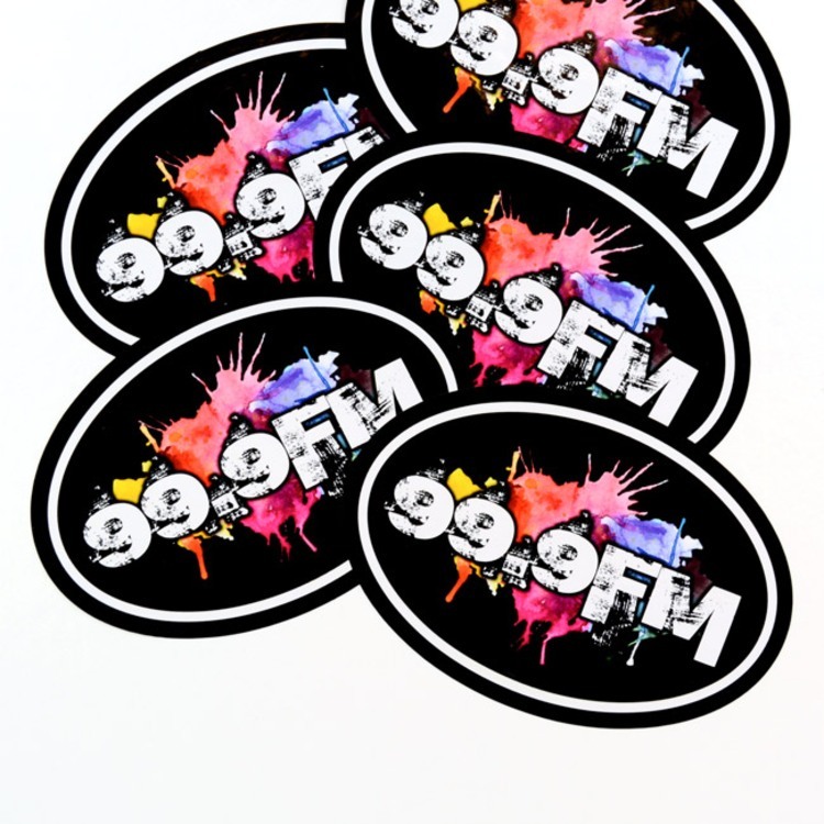 99.9 FM Oval Stickers