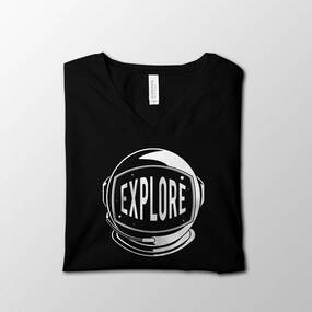 Black Explore Space V-Neck Shirt