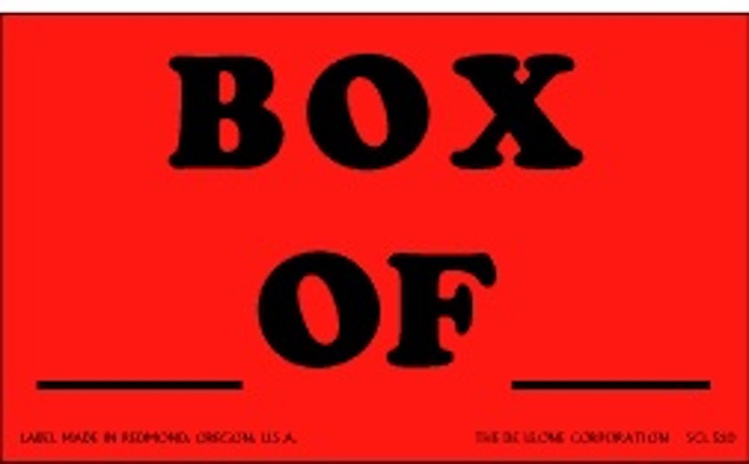 Box Of  Matte Paper Labels Fluorescent Red Label Size: 3" x 5" QTY: 1000 