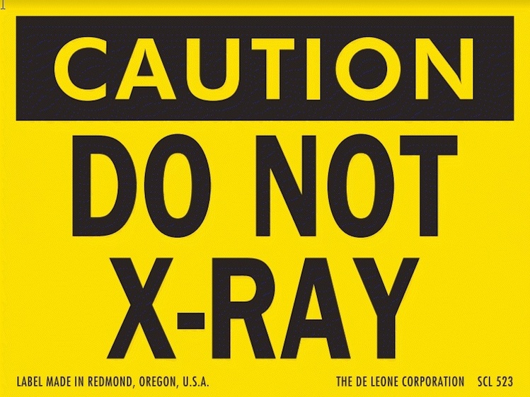 Caution Do Not X-RAY Labels Yellow & Black  Label Size: 3" x 4"  QTY: 1000 