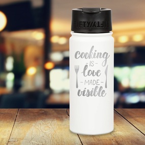 Cooking themed 16 oz water bottle.