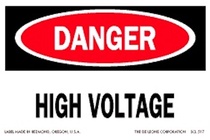 Danger, High Voltage Labels 2" X 3"