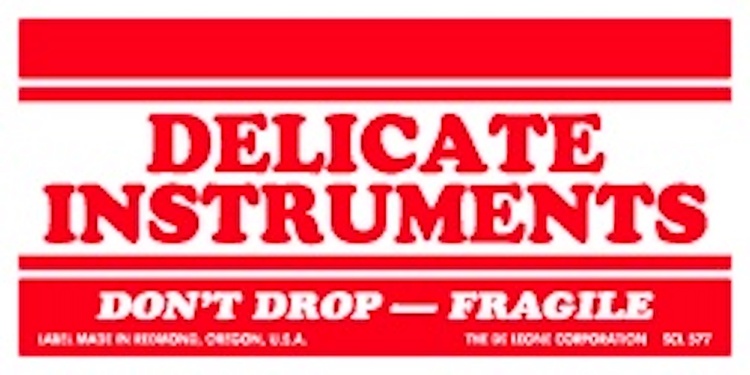 Delicate Instruments Don't Drop, Fragile Paper Labels Red & White Label Size: 3" x 5"  QTY: 1000 