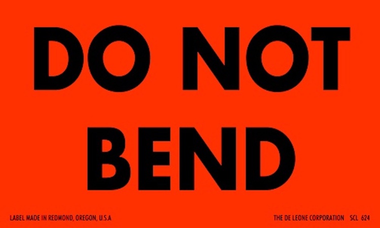 Do Not Bend Matte Paper Labels Fluorescent Red Label Size: 2" x 3"  QTY: 1000 