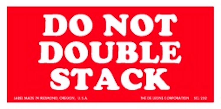 Do Not Double Stack Paper Labels Red & White Label Size: 2" x 4"  QTY: 1000 