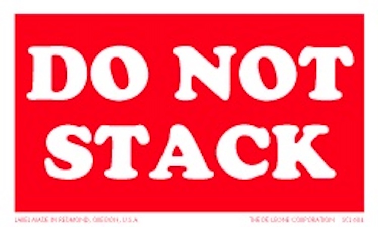 Do Not Stack Paper Labels Red & White Label Size: 3" x 5"  QTY: 1000 