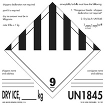 DRY ICE, ____ kg UN1845 Special Handling Labels 6" x 6"