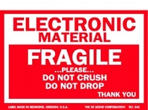 Electronic Material Fragile Labels 3" x 4"