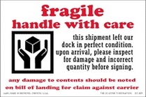 Fragile, Damage Claim Warning Labels 4" x 6"