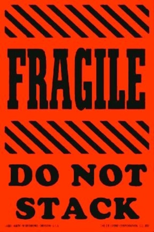 Fragile Do Not Stack Matte Paper Labels Fluorescent Red Label Size: 4" x 6" QTY: 1000 