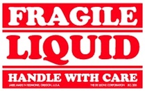 Fragile Liquid Handle with Care 2.5" x 4"