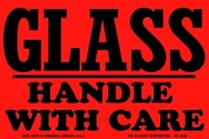 Glass Handle With Care Fluorescent Labels 4" x 6"