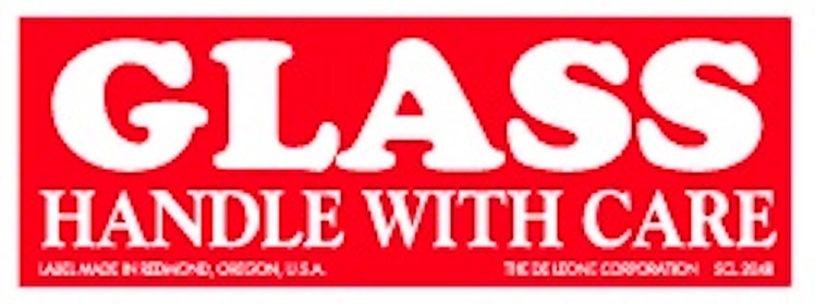 Glas Handle With Care Paper Labels Red & White Label Size: 1.5" x 4" QTY: 1000 