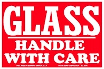 Glass Handle With Care Paper Labels 3" x 4"