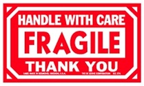 Handle With Care Fragile Paper Labels 3" x 5"