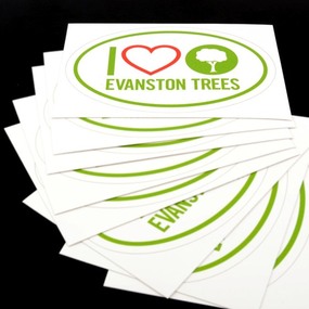 I Love Evanston Trees Oval Stickers