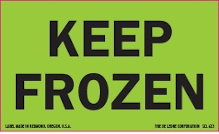 Keep Frozen Matte Paper Labels Fluorescent Green Label Size: 3" x 5"  QTY: 1000 