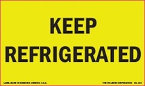 Keep Refrigerated Fluorescent Chartreuse Labels 3" x 5"