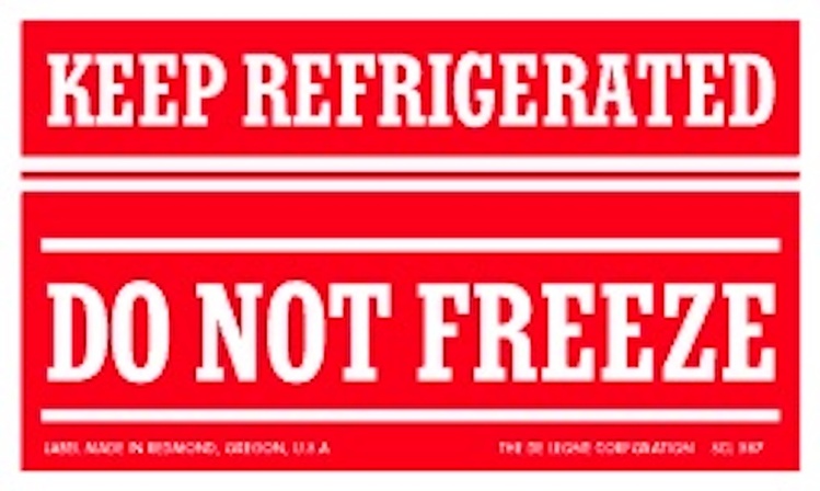 Keep Refrigerated  Paper Labels Red & White Label Size: 3" x 5"  QTY: 1000 