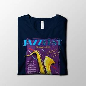 Navy Blue Jazzfest V-Neck Shirt