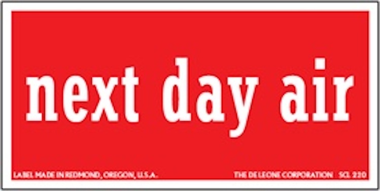 Next Day Air Paper Labels Red & White Label Size: 2" x 4" QTY: 1000 