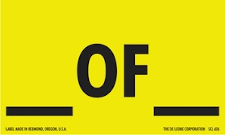 __ OF __ Matte Paper Labels Fluorescent Chartreuse Label Size: 3" x 5"  QTY: 1000 