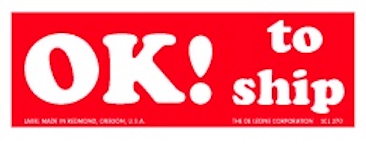 Ok! To Ship  Paper Labels Red & White Label Size: 1.5" x 4" QTY: 1000 