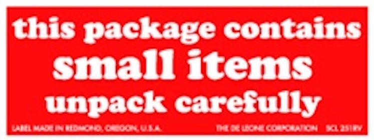 Package Contains Small Items Paper Labels Red & White Label Size: 1.5" x 4"  QTY: 1000 