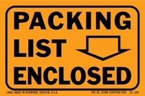 Packing List Enclosed Fluorescent Labels 2" x 3"