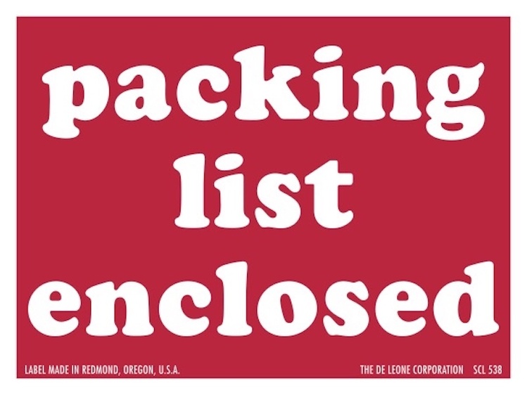 Packing List Enclosed  Paper Labels Red & White Label Size: 3" x 4"  QTY: 1000 