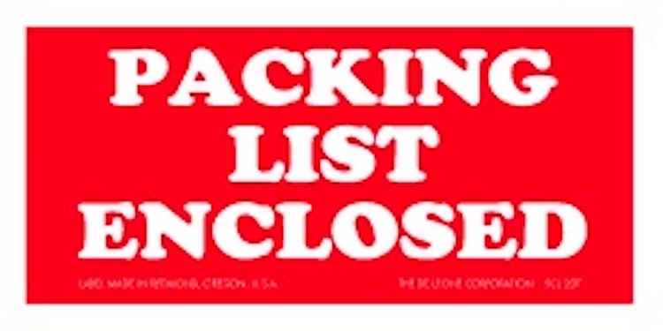 Packing List Enclosed Paper Labels Red & White  Label Size: 1.5" x 3"  QTY: 1000 