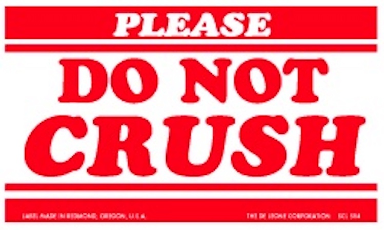 Please Do Not Crush Paper Labels Red & White Label Size: 3" x 5"  QTY: 1000 