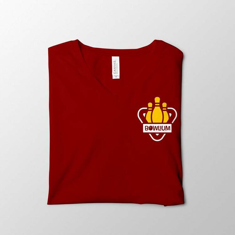 Red V-Neck Bowlium Shirt