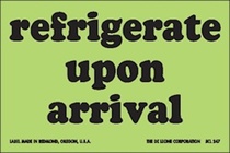 Refrigerate Upon Arrival Fluorescent Labels 2" x 3"