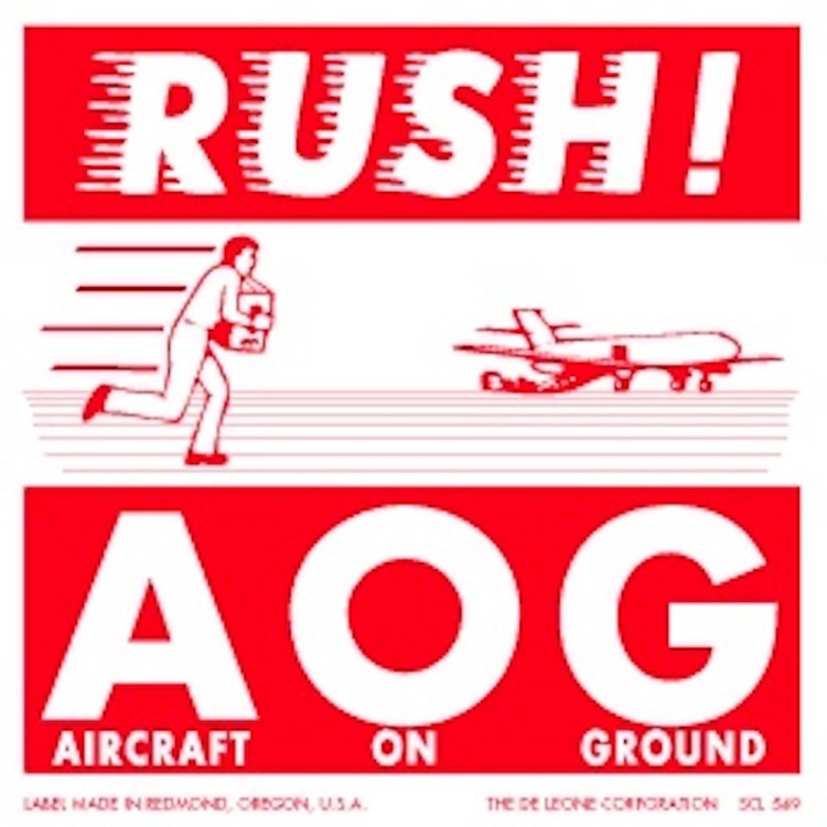 Rush AOG Paper Labels Red & White Label Size: 4" x 4"  QTY: 1000 