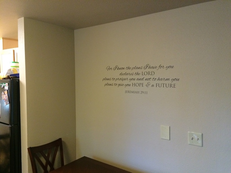 Judi's photograph of their Jeremiah 29:11 Wall Decal