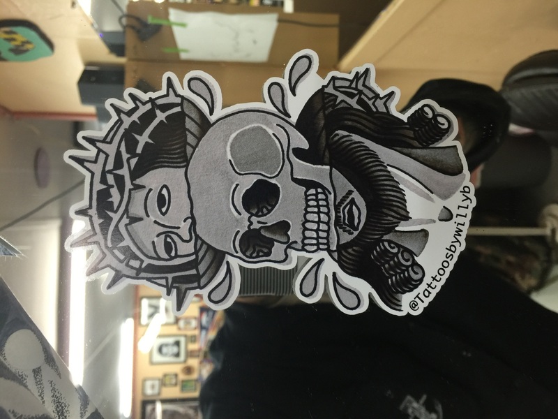 William's photograph of their Custom Die Cut Stickers