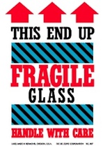 This End Up Fragile Glass Labels 4" x 6"