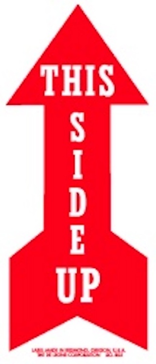 This Side Up Arrow Labels Red & White Label Size: 3" x 7"  QTY: 1000 