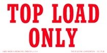 Top Load Only Labels Red and White 2.5" x 5"