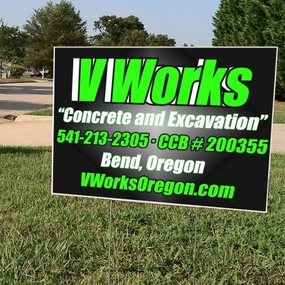 V Works Concrete And Excavation Yard Sign