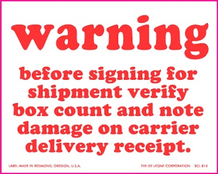 Warning Paper Labels Red & White Label Size: 4" x 5"  QTY: 1000 