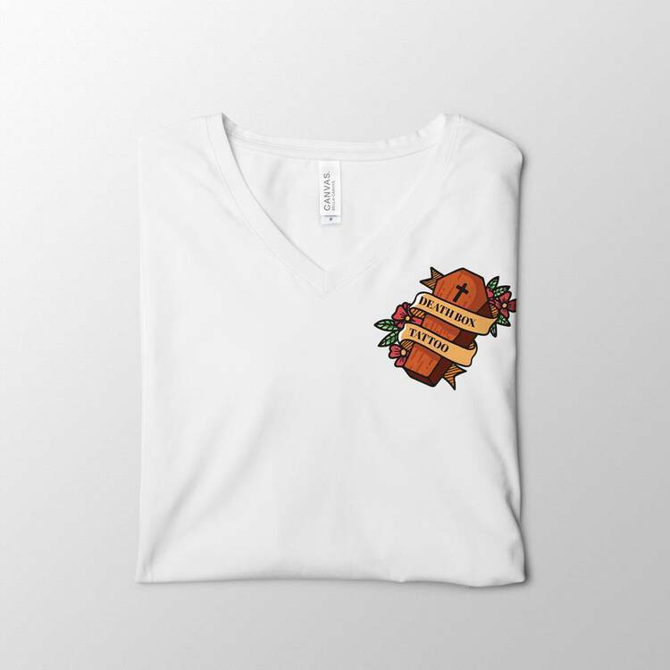 White V-Neck Tattoo Shirt