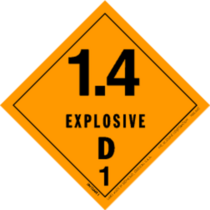 1.4 Explosive D1 HazMat Paper Labels 4" x 4"