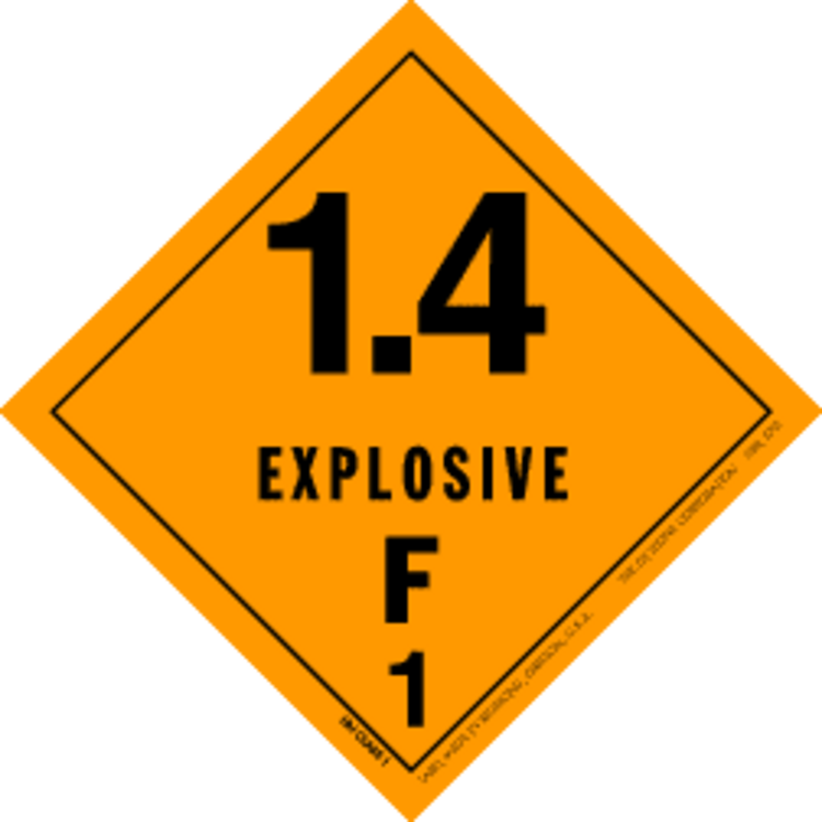 1.4 Explosive F1  HazMat Paper Labels Orange & Black Size: 4" x 4" QTY: 1000 