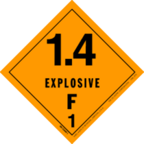 1.4 Explosive F1 HazMat Paper Labels 4" x 4"