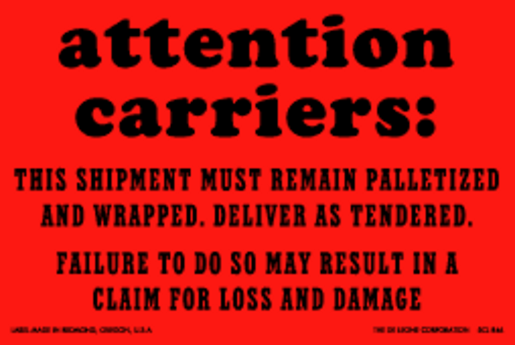 Attention Carriers Matte Paper Labels Fluorescent Red Label Size: 4" x 6"  QTY: 1000 