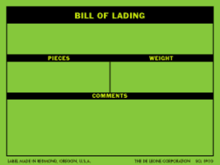 Bill of Lading  Paper Labels Fluorescent Green Label Size: 3" x 4"  QTY: 1000 